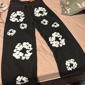 Stylish Black Jeans with White Pattern